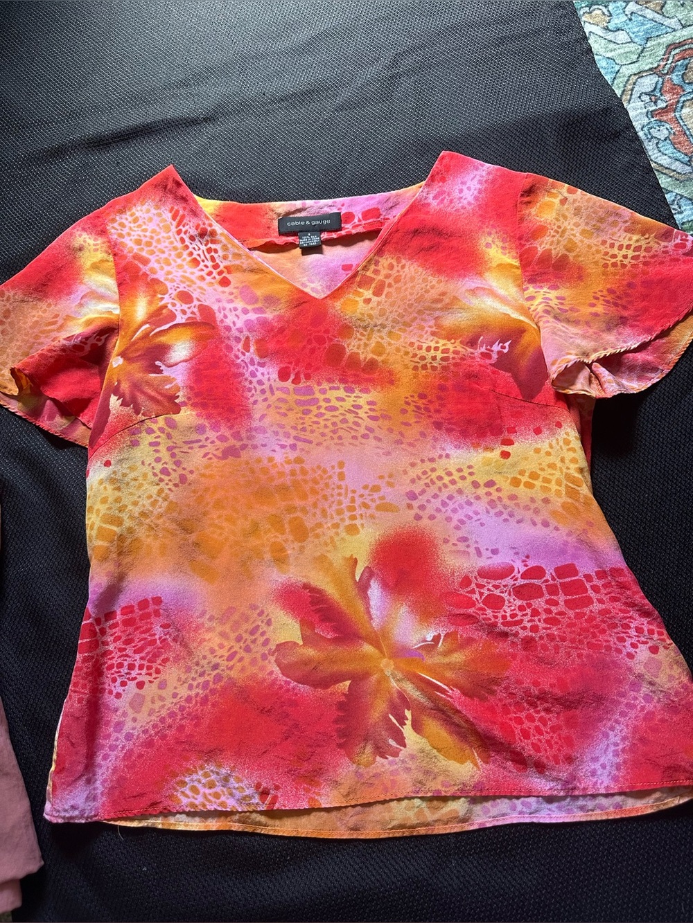 Cable & Gauge Floral Silk Blouse
